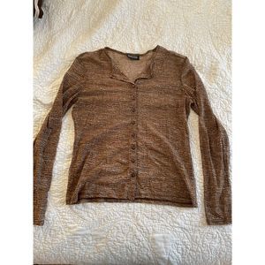 Women's Brown and Gold Cheetah Print Button Up Blouse